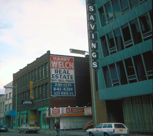 Kewpee Hamburgers, at 314 N. Erie, 1975. From the Ted J. Ligibel collection, courtesy of the Toledo-Lucas County Public Library, obtained from http://images2.toledolibrary.org/.