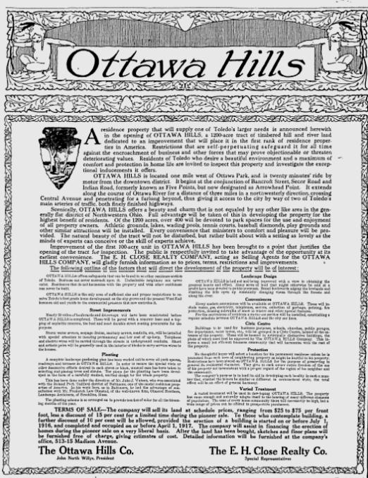 Ottawa Hills is born Toledo History Box